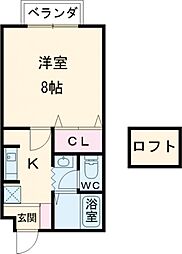 セジュールM 1Kの間取図画像