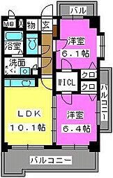 ヴァンクレール 2LDKの間取図画像