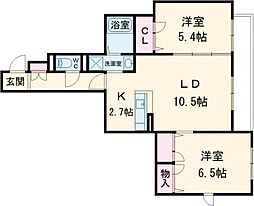 モンパルクいこま 2LDKの間取図画像