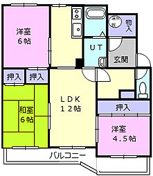 グランドール矢代 3LDKの間取図画像