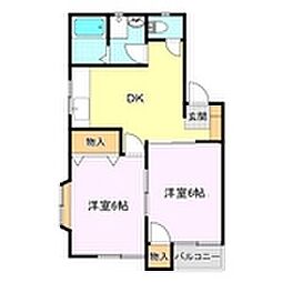 ネオシャルマン 2DKの間取図画像