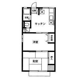 シティハイムハコダ 2DKの間取図画像