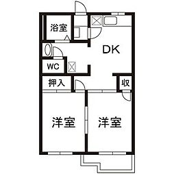 ソリティアB 2DKの間取図画像
