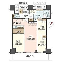 ジオタワー大阪十三 3LDKの間取図画像