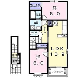 ブリーズヒル国領G 2LDKの間取図画像