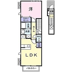 ヴォロンティエB 1LDKの間取図画像