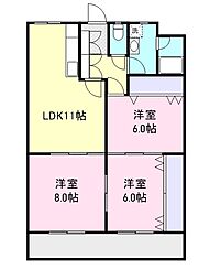 グレースコーポM 3LDKの間取図画像