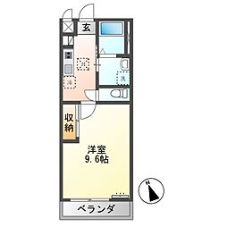 KY キューブ(KY CUBE) 1Kの間取図画像