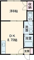 グランベリー川原 1DKの間取図画像