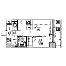 S-RESIDENCE阿波座chiaro 1LDKの間取図画像