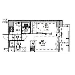 S-RESIDENCE阿波座chiaro 1LDKの間取図画像