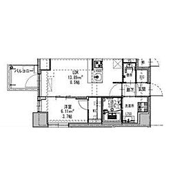 S-RESIDENCE阿波座chiaro 1LDKの間取図画像