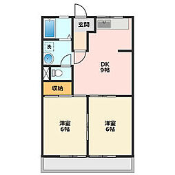 アメニティパークA 2DKの間取図画像