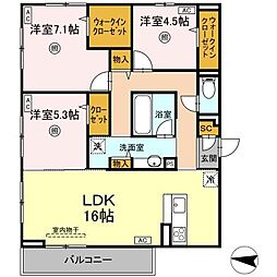 ロイヤルタウン富の原II 3LDKの間取図画像