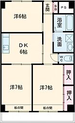 マンションイーストヤマナシ 3DKの間取図画像