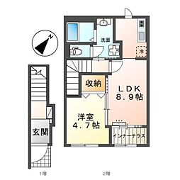 岸和田市下松町1丁目アパート 1LDKの間取図画像