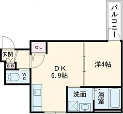 F asecia Pur 湊 1DKの間取図画像