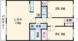 ルネスタナカ 2LDKの間取図画像