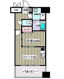 クレール柏 1DKの間取図画像