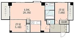 ヴィレラ辛島 2LDKの間取図画像