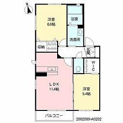 シャーメゾンガーデンズS 2LDKの間取図画像