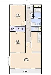 生形マンション 2LDKの間取図画像
