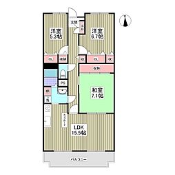 双葉八幡原コーポ 3LDKの間取図画像