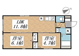 creal高田馬場III 2LDKの間取図画像