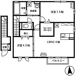 グレースフィールドA 2LDKの間取図画像