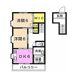 ぷらむはいつ2 2DKの間取図画像