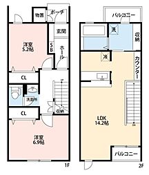 東翠館3 2LDKの間取図画像