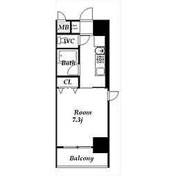 リヴェール白壁 1Kの間取図画像