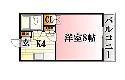 観ビル 1Kの間取図画像