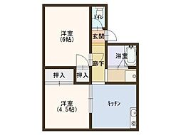岩井ハイツ 2Kの間取図画像