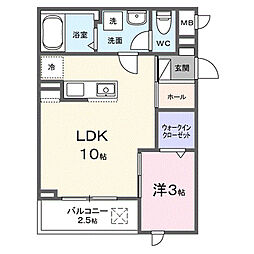 サン パレルモ 1LDKの間取図画像