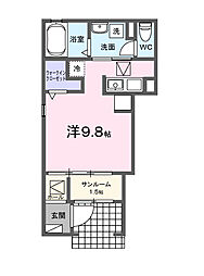 ラ ルーチェ 玉地 ワンルームの間取図画像