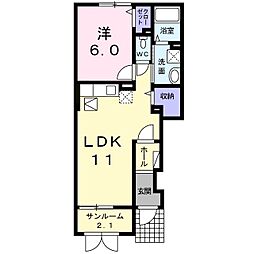 アウローラC 1LDKの間取図画像