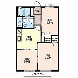 サンライズA 3DKの間取図画像
