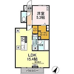 モンテファイブ 1LDKの間取図画像