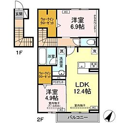 モンテファイブ 2LDKの間取図画像