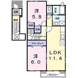 グランコートC 2LDKの間取図画像
