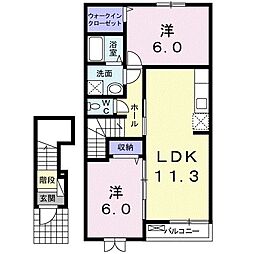サニーガーデンC 2LDKの間取図画像
