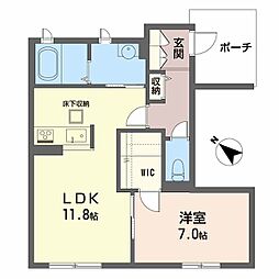 シャーメゾンソフィアA 1LDKの間取図画像