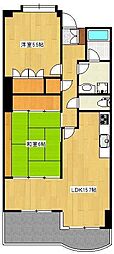 UCレジデンス小沢町 2LDKの間取図画像