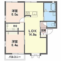プルミエール桐原A 2LDKの間取図画像