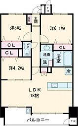 S-RESIDENCE愛宕SOUTH 3LDKの間取図画像