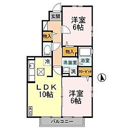 メゾン・ボヌール 2LDKの間取図画像