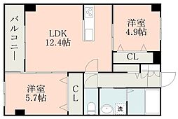ハイムセラウエスト 2LDKの間取図画像