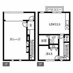 ドリームガレージWest 1LDKの間取図画像