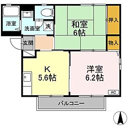 吉ノ前ハイツ・2 2Kの間取図画像